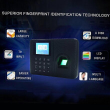 (As show, One size) Fingerprint Attendance Machine Smart 2.4in TFT LCD Fingerprint Time Clock for School Office