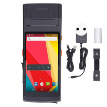 (As show, One size) PDA Thermal Receipt Printer 5.5in IPS Screen Handheld Smart Machine NFC Scanning Printing for Android 6.0 100240VAC EU Plug