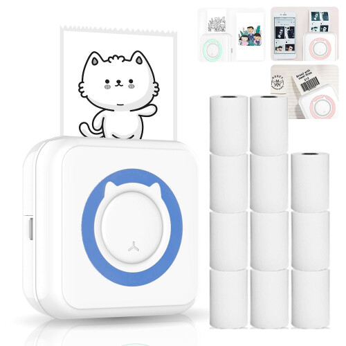 (As show, One size) All-in-one Photo Printer Multifunction Portable Printer Wireless Instant Mini Printer Support BT Con 2