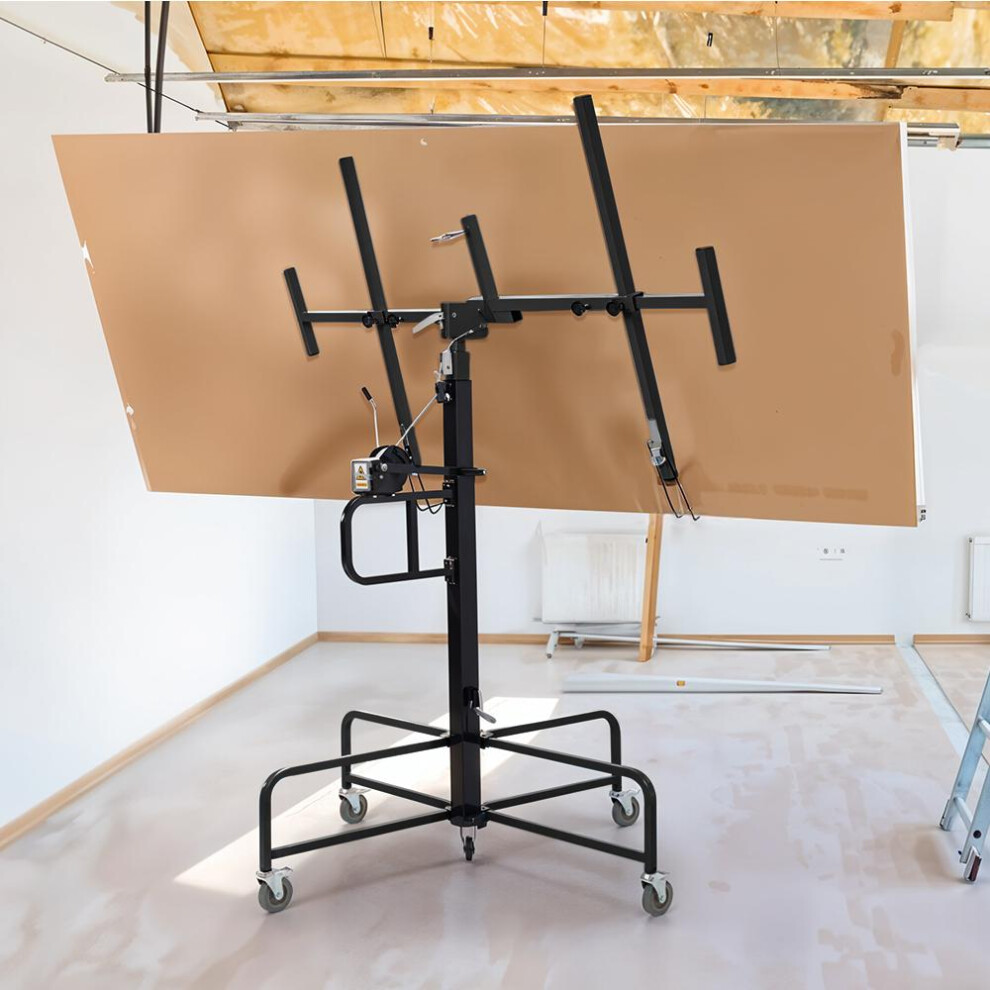 (Black) Heavy Duty Plasterboard Lift Panel Hoist with Wheels