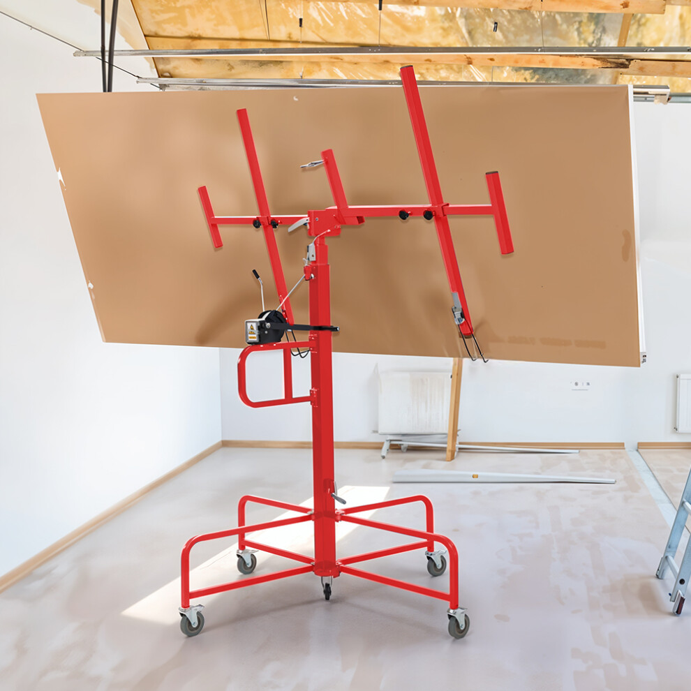 (Red) Heavy Duty Plasterboard Lift Panel Hoist with Wheels