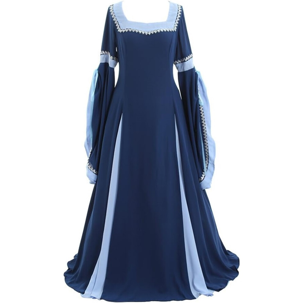 (Blue, Large) Renaissance Women Medieval Costume Victorian Dresses Pirate Skirt Renaissance Fairy Elf Dress