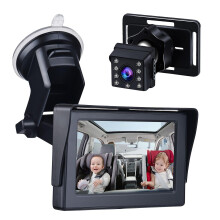 (As show, One size) Baby Car Mirror 1080P 4.3 Inch Baby Car Camera Night Vision Safety Car Seat Mirror Cameras Monitored