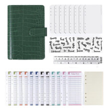 (As show, One size) A6 Pattern PU Leather Budget Organiser with Magnetic Buckle Budget Planner Financial Planner Budget Binder Money Saving Folder