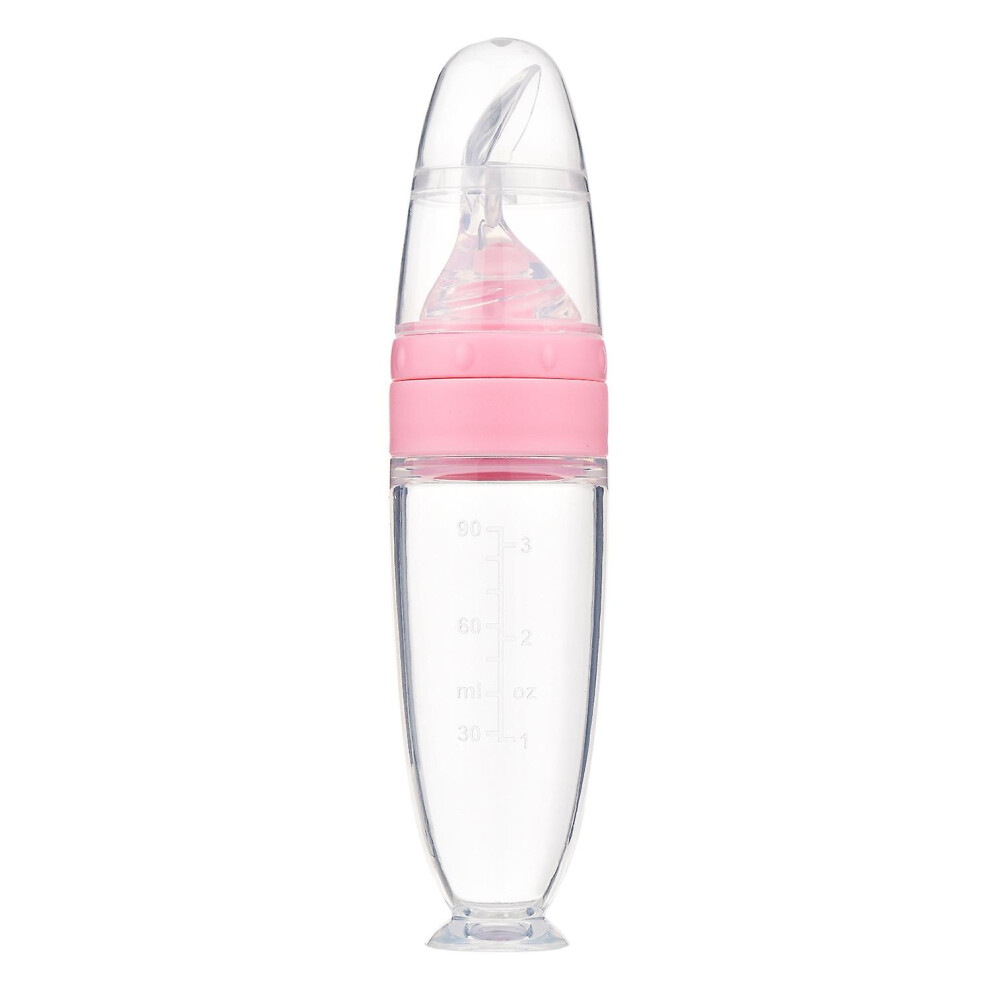 (As show, One size) Baby Food Dispensing Spoon Feeder Silicone Pacifier Squeeze Spoon Bottle with Suction Plate for Dail
