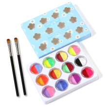 (As show, One size) 24-Color Washable Body Paint Set with 2 Paintbrushes Facepaints Non-Toxic Water Activated Face Paint