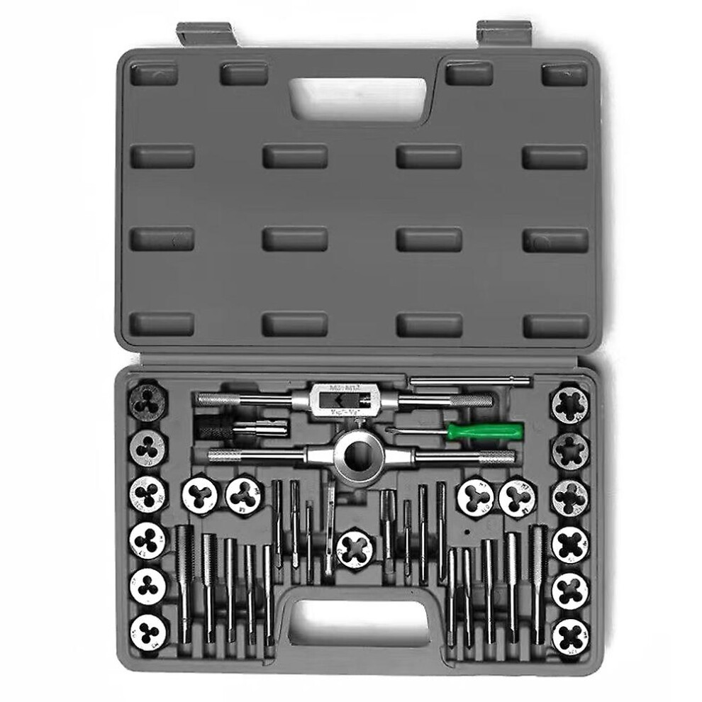 (As Show, One Size) 40-Piece Tap And Die Set Metric Sizes Tap Thread Tapper Hand Threading Tool M3-M12 With Storage Case 6909775644416