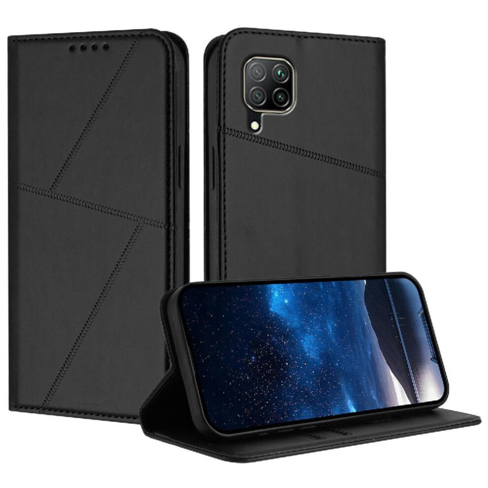 (Black) Case For Huawei P40 Lite Shockproof Cover With Card Slots And Kickstand Anti-Fingerprint Matte Texture Black 764563529247