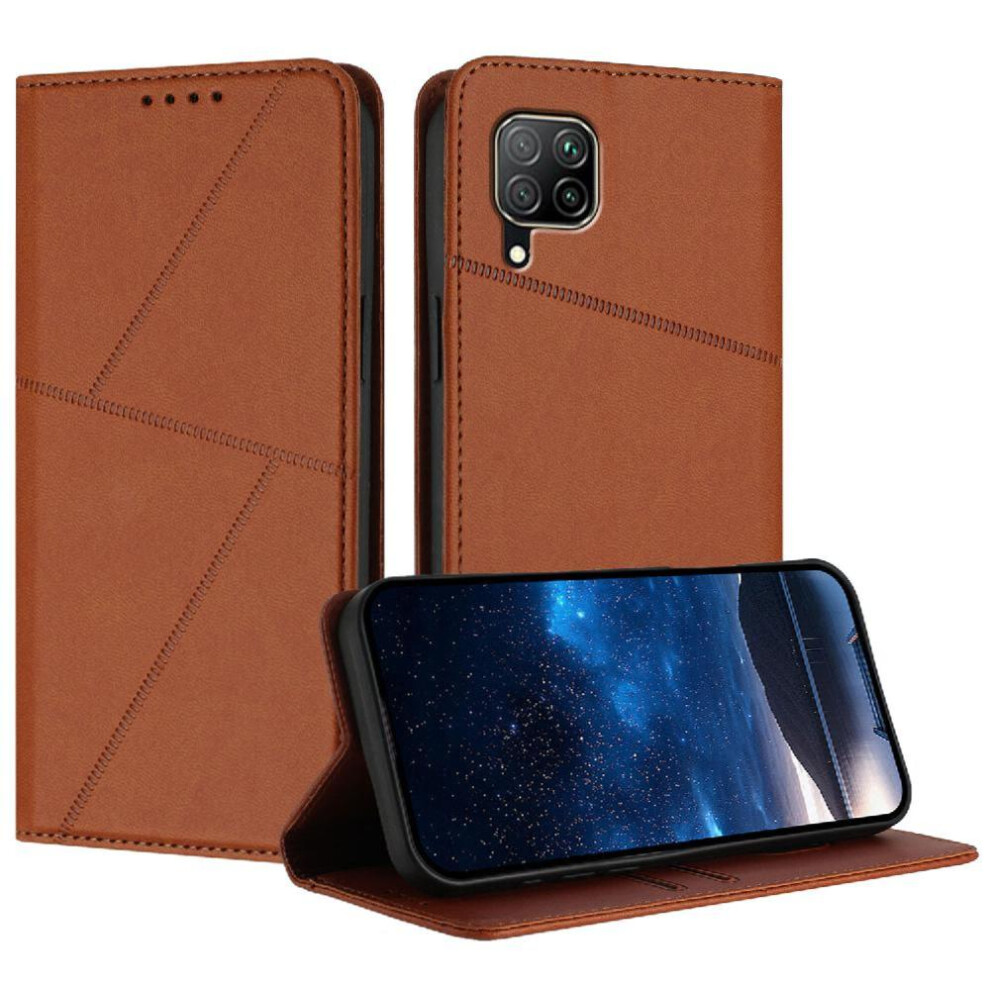 (Brown) Case For Huawei P40 Lite Shockproof Cover With Card Slots And Kickstand Anti-Fingerprint Matte Texture Brown 764563529216