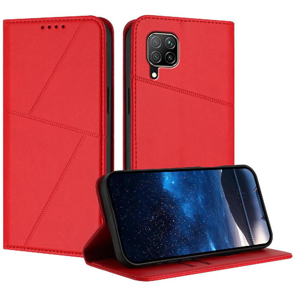 (Red) Case For Huawei P40 Lite Shockproof Cover With Card Slots And Kickstand Anti-Fingerprint Matte Texture Red 764563529209