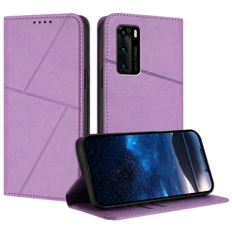 (Purple) Case For Huawei P40 Anti-Fingerprint Matte Texture Shockproof Cover With Card Slots And Kickstand Purple 764563529421