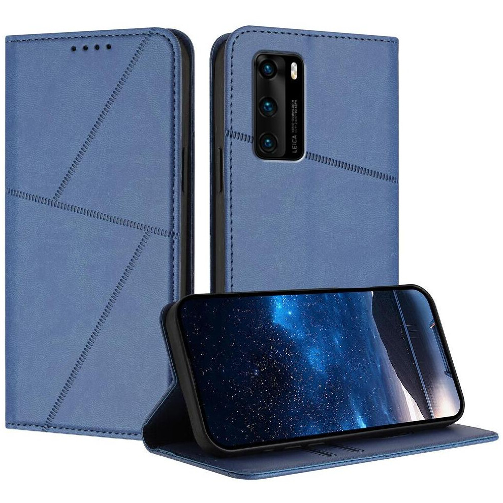 (Blue) Case For Huawei P40 Anti-Fingerprint Matte Texture Shockproof Cover With Card Slots And Kickstand Blue 764563529391