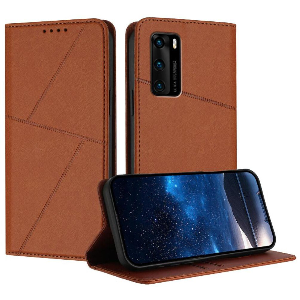 (Brown) Case For Huawei P40 Anti-Fingerprint Matte Texture Shockproof Cover With Card Slots And Kickstand Brown 764563529414