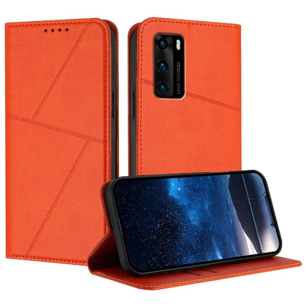 (Orange) Case For Huawei P40 Anti-Fingerprint Matte Texture Shockproof Cover With Card Slots And Kickstand Orange 764563529438
