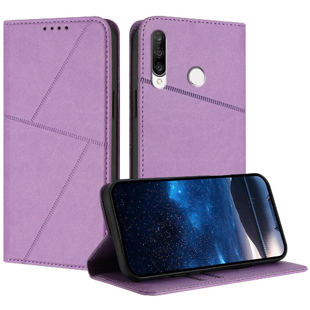(Purple) Case For Huawei P30 Lite Shockproof Cover Anti-Fingerprint Matte Texture With Card Slots And Kickstand Purple 764563529582
