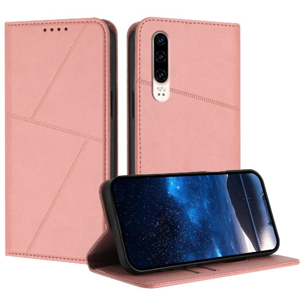 (Pink) Case For Huawei P30 With Card Slots And Kickstand Anti-Fingerprint Matte Texture Shockproof Cover Pink 764563529704