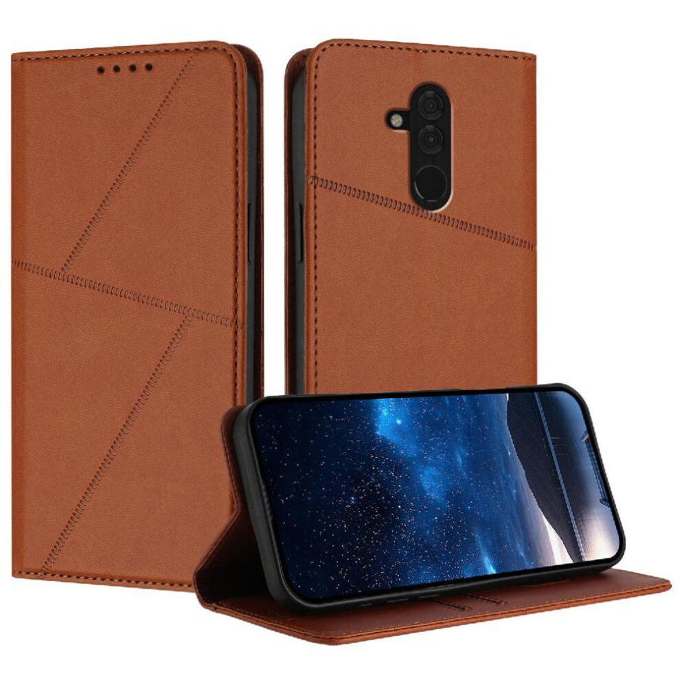 (Brown) Case For Huawei Mate 20 Lite Anti-Fingerprint Matte Texture Shockproof Cover With Card Slots And Kickstand Brown 764563529971