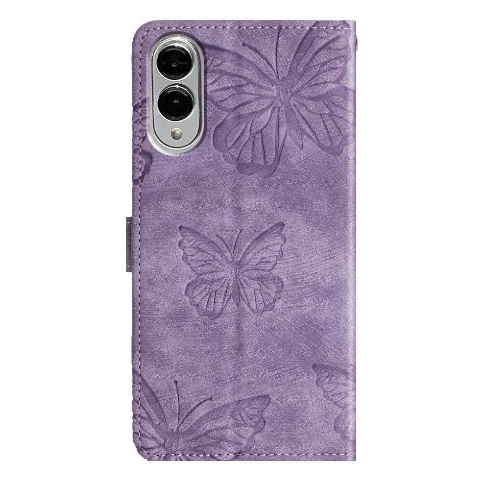 (Purple) Flip Case For Samsung Galaxy S25 Edge Butterfly Magnetic Closure Pu Leather Card Slots Holder Wallet Purple 764563530588