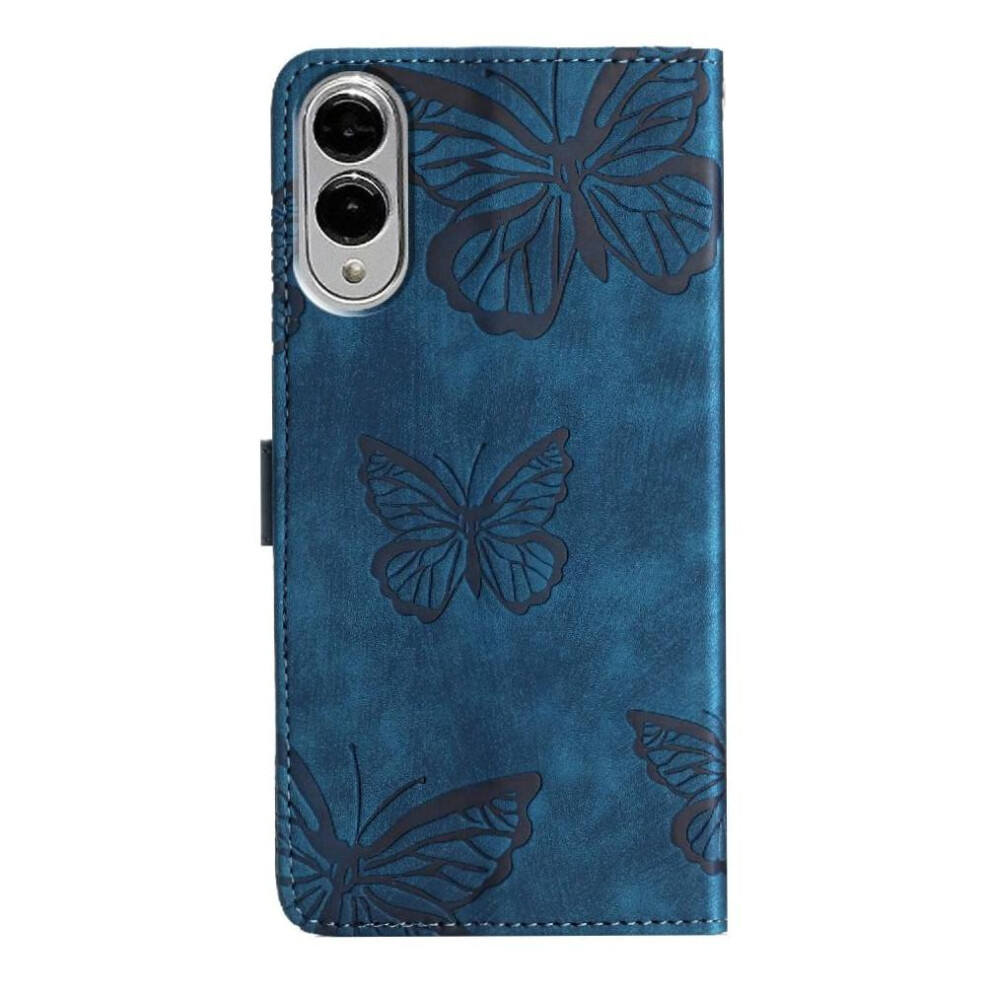 (Blue) Flip Case For Samsung Galaxy S25 Edge Butterfly Magnetic Closure Pu Leather Card Slots Holder Wallet Blue 764563530618