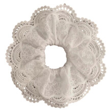 French Lace Flower Hair Scrunchies Oversized Hair Bun Scrunchy Ponytail Holder Elastic Hairband All Matching Headpiece  White