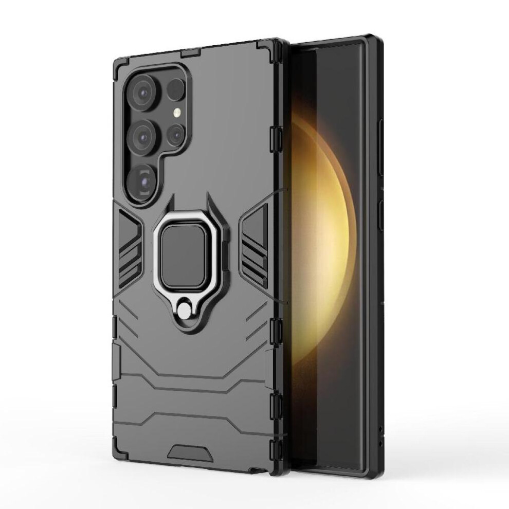 (Black) Case For Samsung Galaxy S25 Ultra 360Rotating Ring Military Drop Protection Shockproof Cover Kickstand Black 764563531578