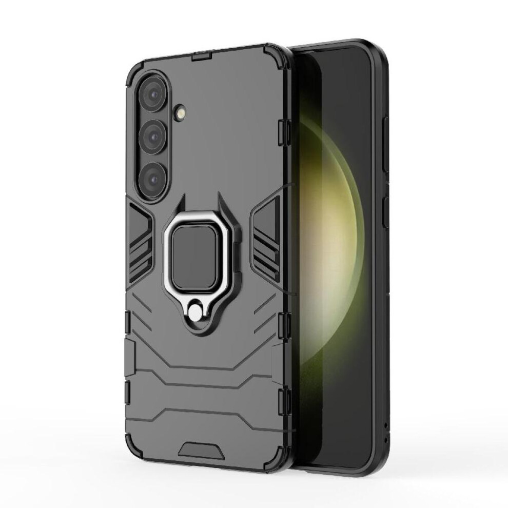 (Black) Case For Samsung Galaxy S25 5G Military Drop Protection 360Rotating Ring Kickstand Shockproof Cover Black 764563531639