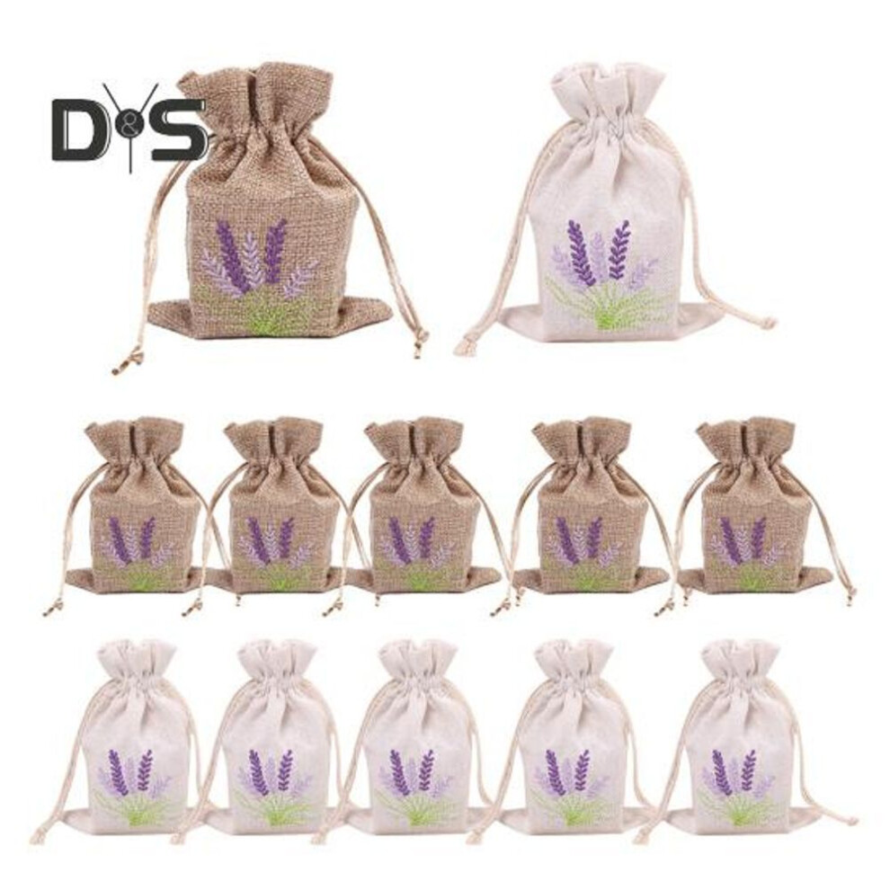 12Pcs Lavender Embroidered Bags Empty Storage Bags with Drawstring Wear Resistant Widely Used Jewelry Candy Storage Pouches