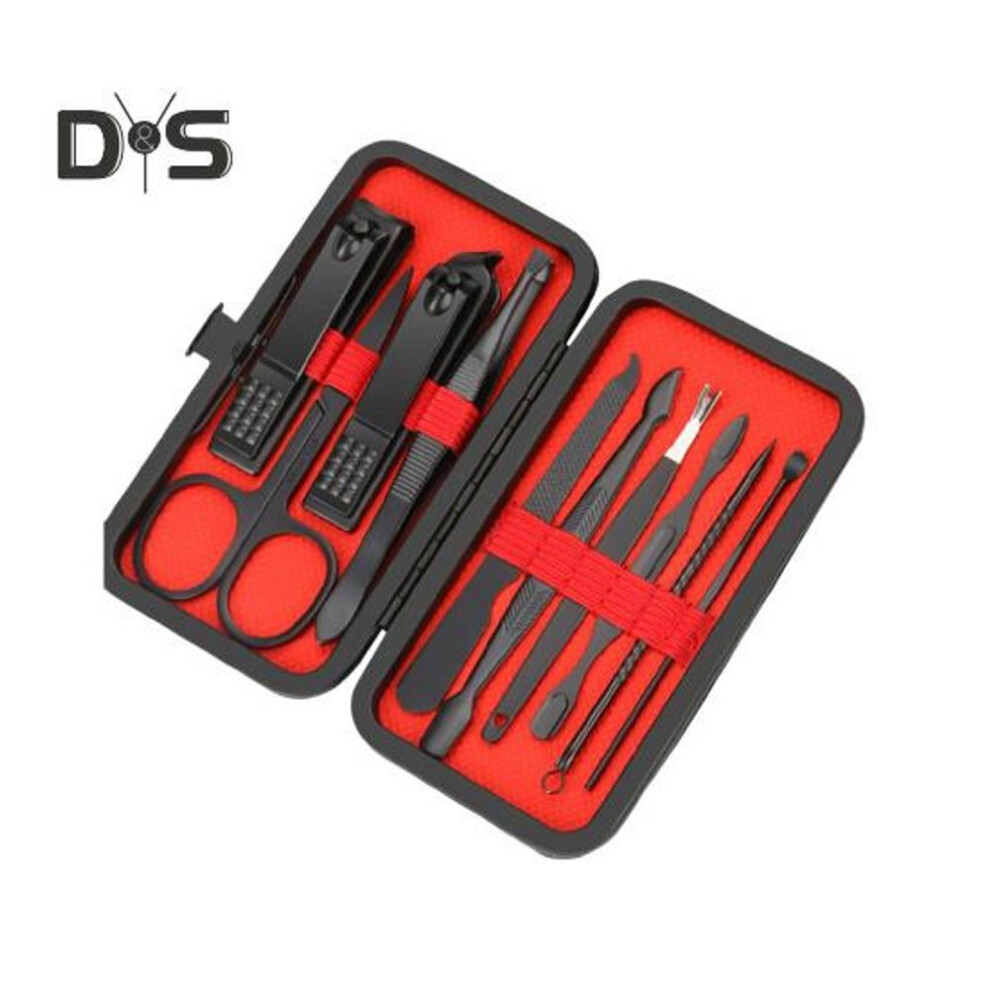 (as the picture, 10pcs) Christmas Manicure Set Nail Clippers Kit for Adults Professional Stainless Steel Tools with Faux Leather Case Christmas Stocking Stuffers for Women
