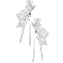(White) Cute Flat Clip Hairpin Rosette Studded Balletcore Headwear Bunches Clip Elegant Bowknot Hair Clip Photo Props White