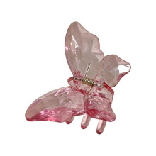 (Peach Powd) Internet Celebrity Taking Photo Side Braids Hair Claw with Butterfly Shape Hair Catch for Teens Braids Side Braids ice transparent