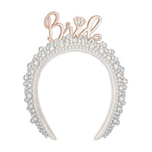 Elegant Pearl Bridal Crownpiece Headband Bridal Shower Female Wedding Headdress Bachelorettes Party Hairhoop Hair Decors  Rose gold