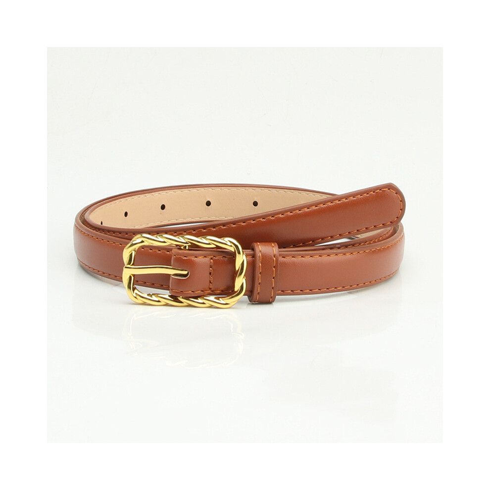 (Tan)Ceinture en cuir PU pour femme boucle alliage veste décorative costume pantalon taille ceinture