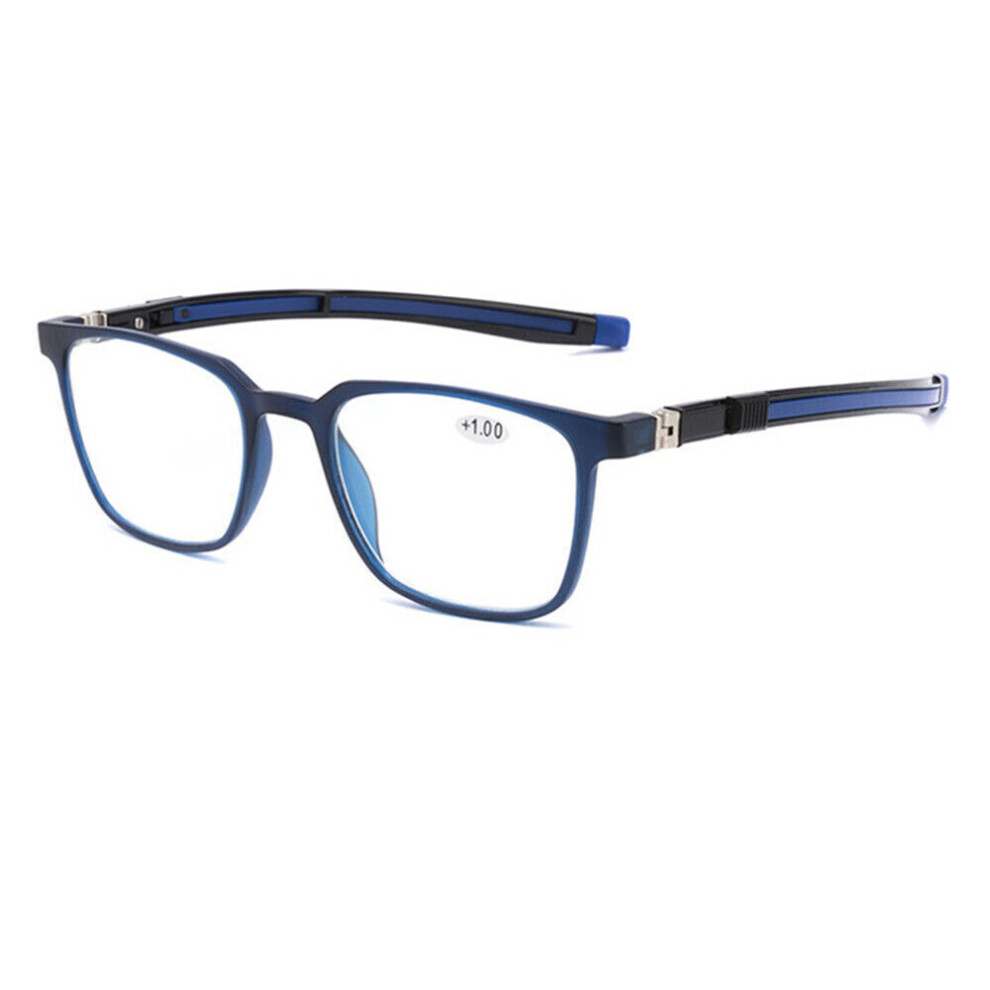 (Blue, +2.5) Womens Mens Telescopic Neck Hanging Reading Glasses +1.0 ~ +4.0