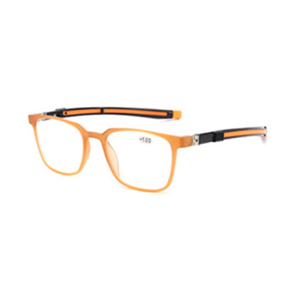 (Orange, +1.0) Womens Mens Telescopic Neck Hanging Reading Glasses +1.0 ~ +4.0