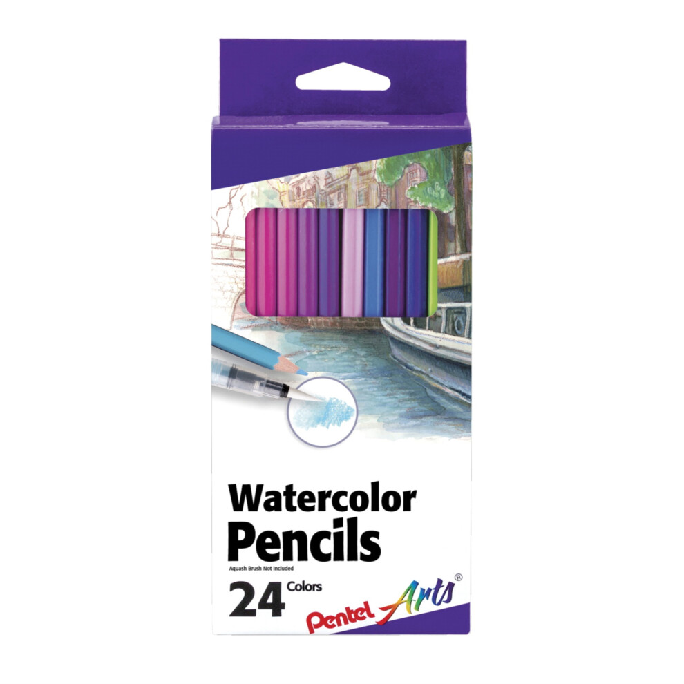 Pentel Arts Watercolor Pencils  Assorted Colors  Set of 24
