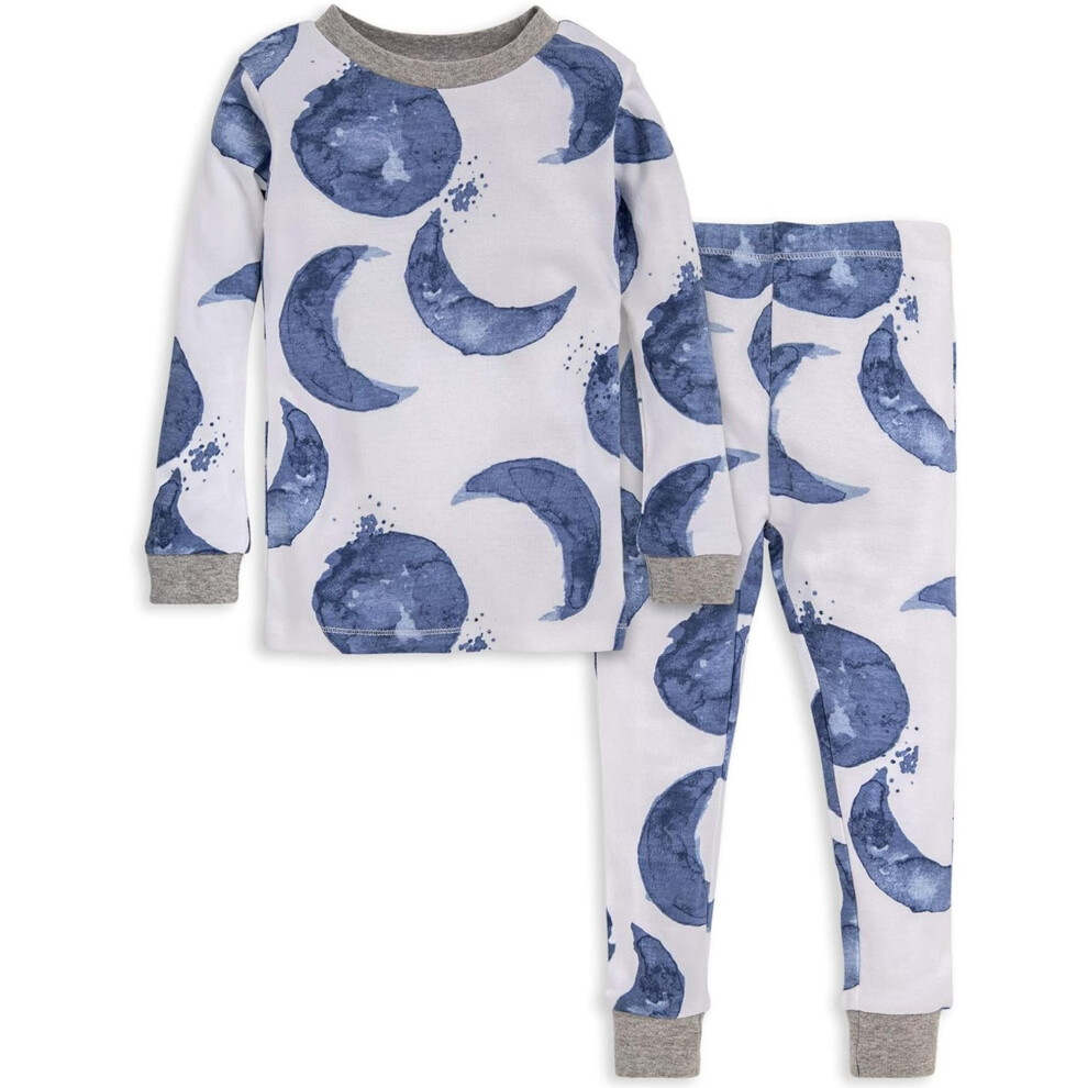 Burt's Bees Baby baby boys Pajamas  Tee Pant 2-piece Pj Set  100% Organic Cotton and Toddler Pajama Bottoms  Indigo Hello Moon  18 Months US