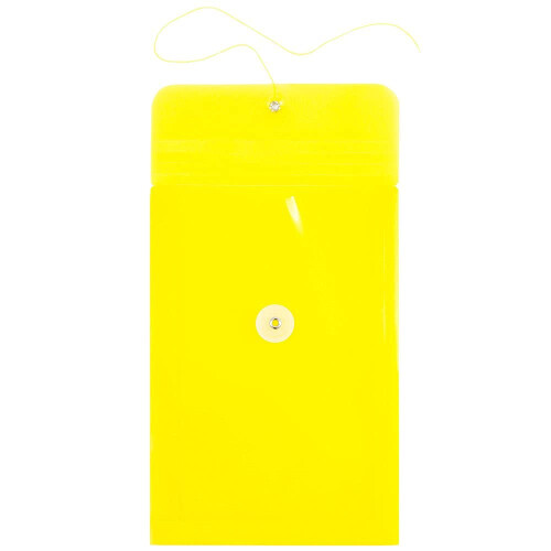 JAM PAPER Plastic Envelopes with Button & String Tie Closure - 6 1/4 x 9 1/4 - Yellow - 12/Pack 1