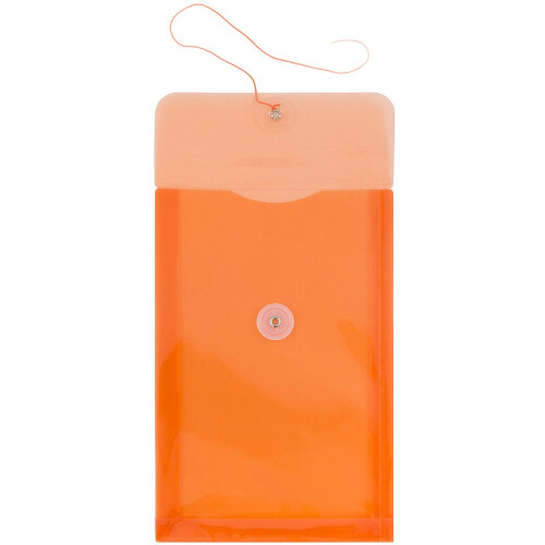 JAM PAPER Plastic Envelopes with Button & String Tie Closure - 6 1/4 x 9 1/4 - Bright Orange - 12/Pack 1