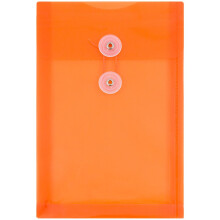 Envelopes de plstico JAM PAPER com boto e fecho de cordo - 6 1/4 x 9 1/4 - Laranja brilhante - 12/pacote
