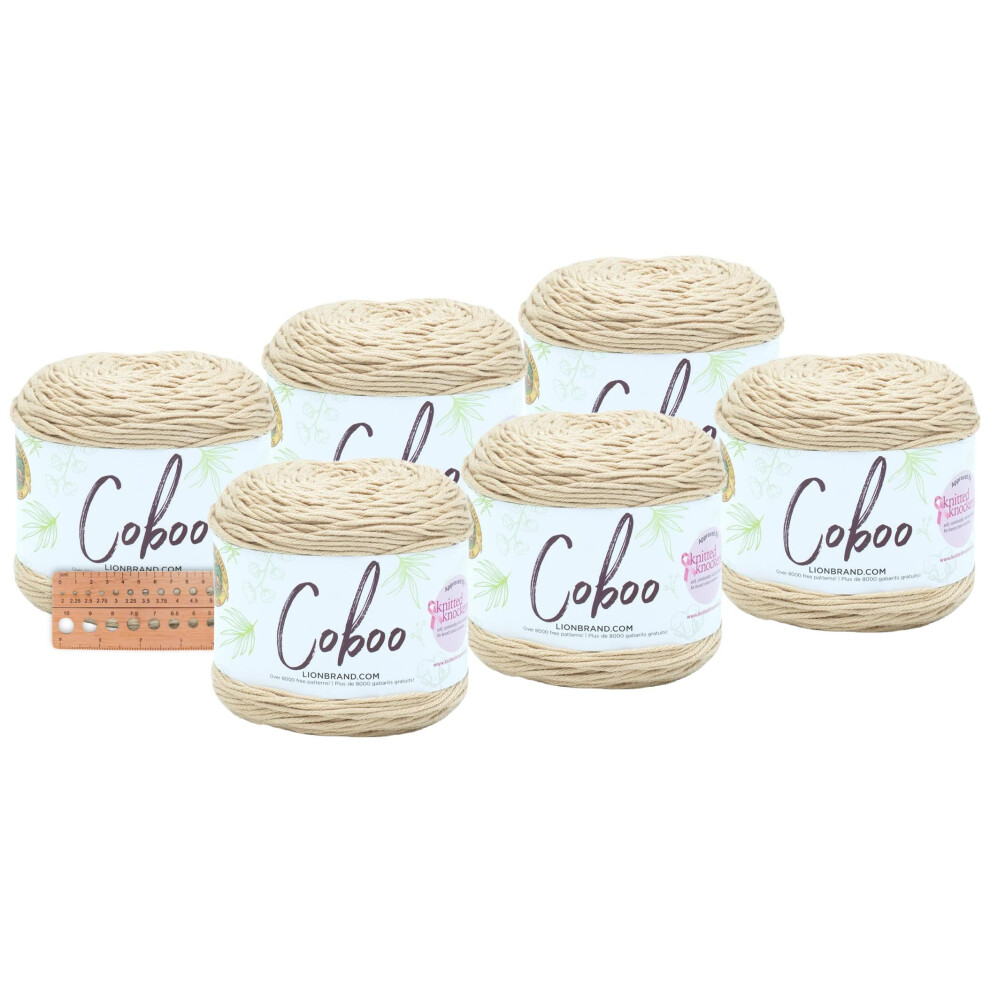 Lion Brand Yarn - Coboo -6 Pack with Needle Gauge (Beige)