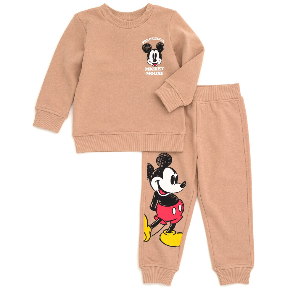 Disney Pumbaa Timon Simba - Set Felpa E Pantaloni In Pile Da Neonato A Bambino, Topolino Marrone, 3-6 Mesi-image