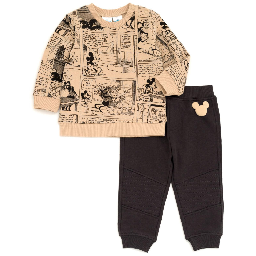 Disney Mickey Mouse Goofy Infant Baby Boys Fleece Sweatshirt and Pants Set Brown/Gray 12 Months