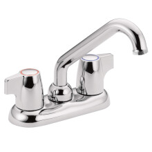 Moen Chrome Chateau 4-inch centerset utiliteits- of wasbakkraan met twee handgrepen en uitloop met schroefdraad 74998