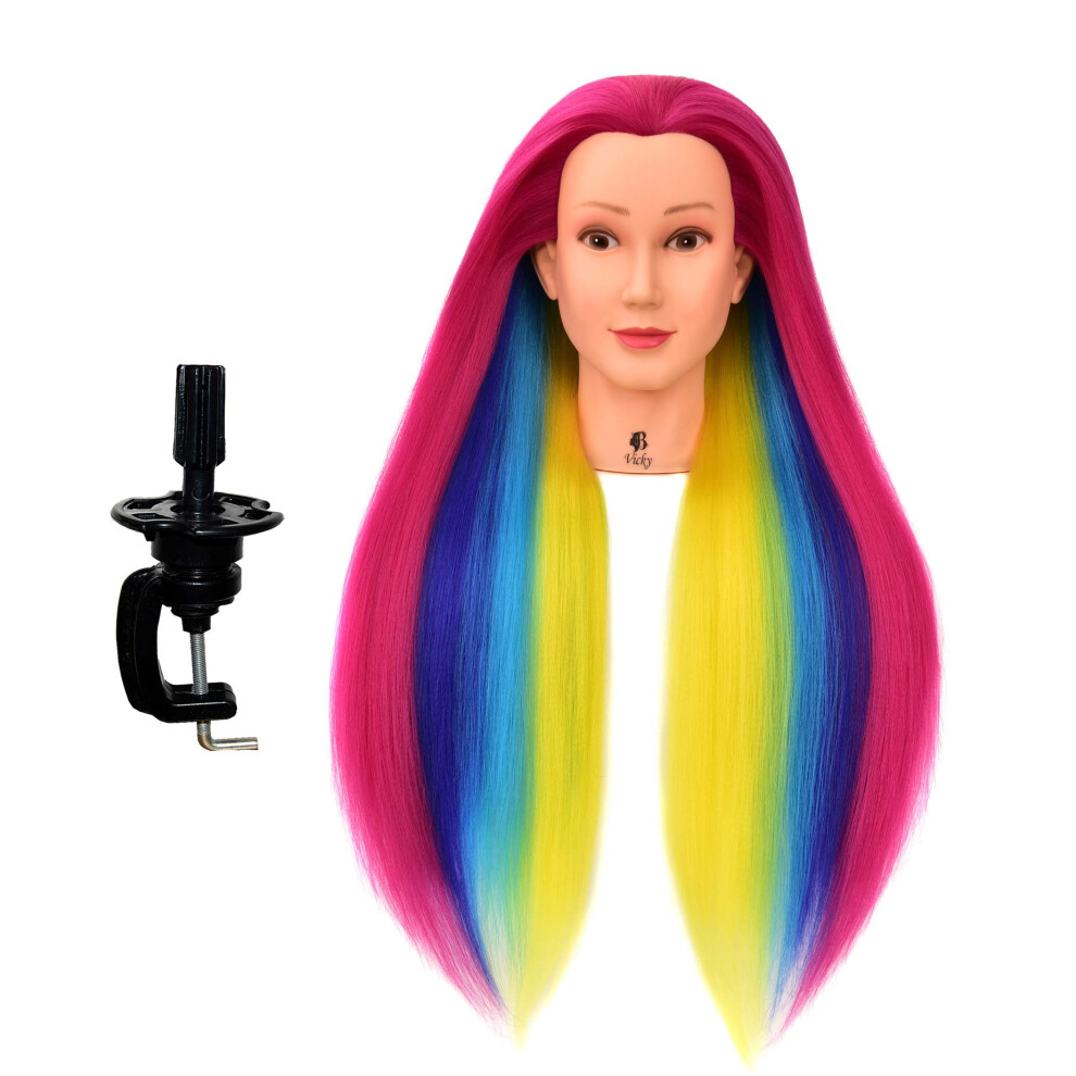 Hairztar 30"" Synthetic Fiber Mannequin Head (Long And Thick) Hairdresser Training Head Manikin Cosmetology Head (Vicky+C)