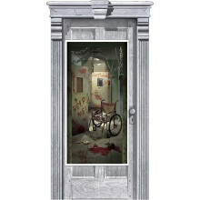 Asylum Corridor of Doors Plastic Door Decoration - 65"" x 33.5"" (Pack of 1) - Perfect for Halloween & Haunted House Themed Party