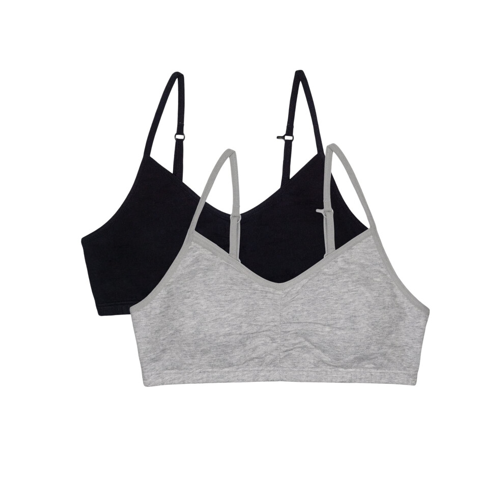 Soutien-gorge pour fille Fruit of the Loom avec biscuits amovibles, lot de 2, teinte noire/gris chin   , taille 38