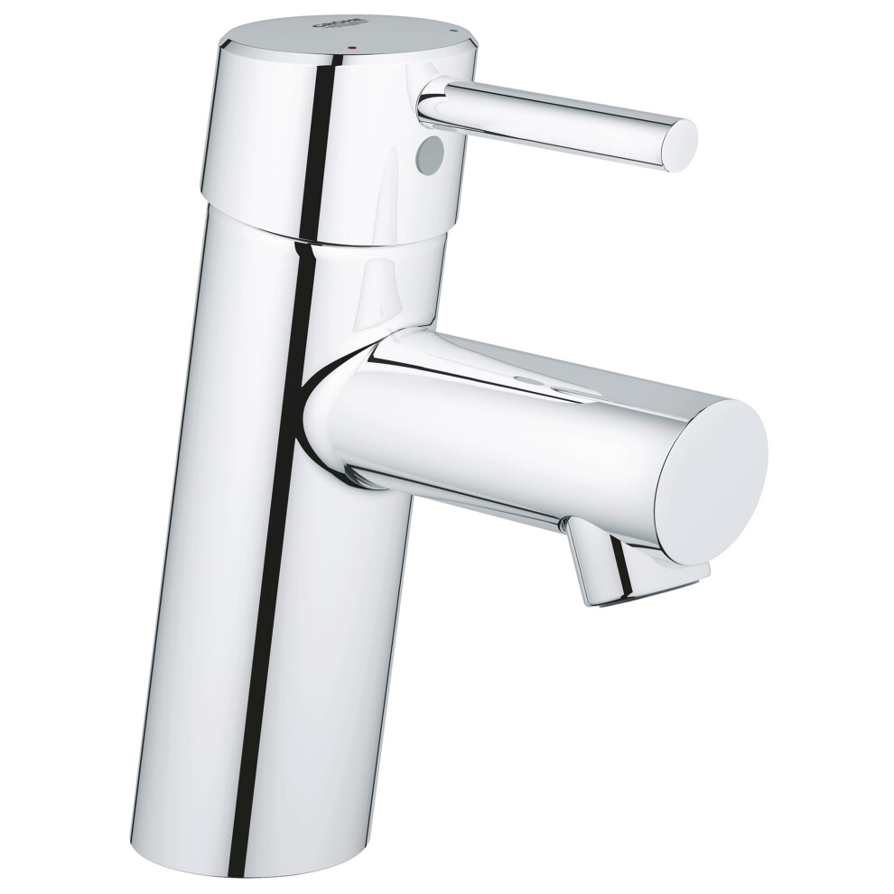Grohe 3427100A Concetto S-Size Single-Handle Single-Hole Bathroom Faucet Without Pop-Up - 1.2 Gpm Starlight Chrome