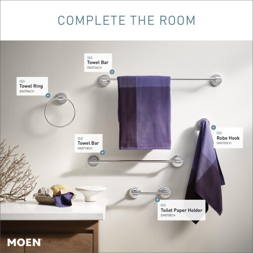 Moen DN0786CH Iso Bathroom Hand Towel Ring  Chrome 1