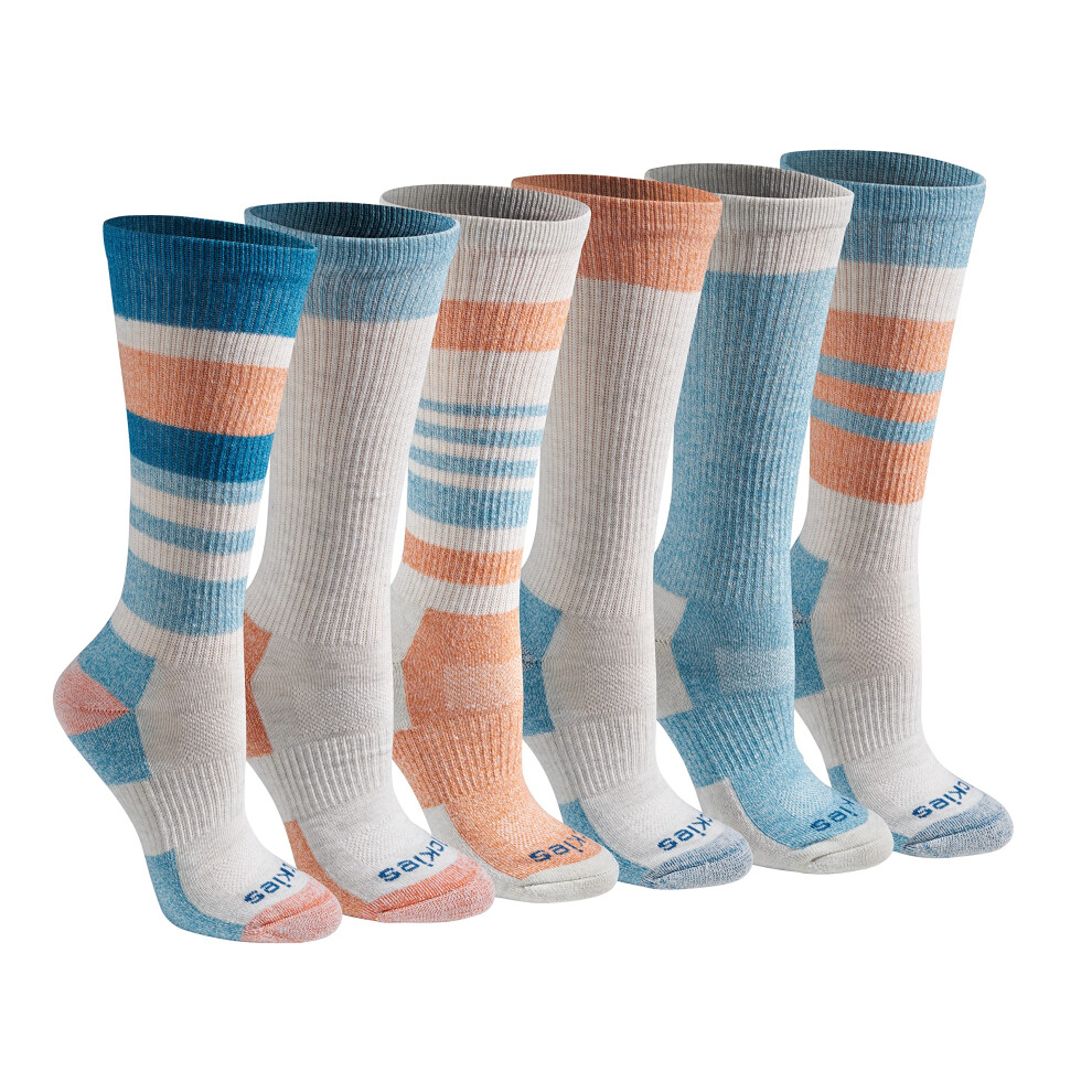 Dickies Women's Dri-Tech Fashion Moisture Control Crew Socks Available in S-XL (5 6 12 Oatmeal Assorted (6 Pairs) Large