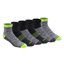 Dickies Men's Dri-Tech Moisture Control Quarter Socks Available in M-XXL (6 12 18 Hi-Vis Yellow Black (6 Pairs) Medium